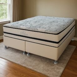 Colchão Queen Blue 32 cm H33 Molas Ensacadas + Base Simples Corino Branco – PAROPAS + BIOSTAR