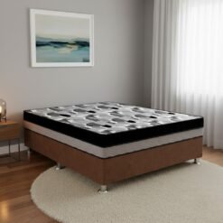 Colchão Casal ISO Dupla Face 20 cm D28/D33 + Base Simples Corino Marrom – ORTOBOM + ALTO NÍVEL