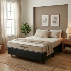 Colchão Casal Fit 25 cm D45 + Base Simples Corino Preto – ORTOBOM + BIOSTAR