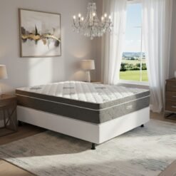 Colchão Casal Essential Pocket 30 cm D26 Molas Ensacadas + Base Simples Corino Branco – INOVAFLEX + ALTO NÍVEL