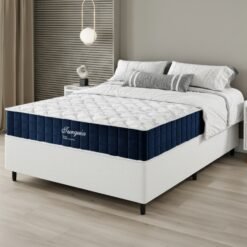 Colchão Casal Turquia 25 cm D28 Molas Ensacadas + Base Simples Corino Branco – VIERO MÓVEIS + ALTO NÍVEL