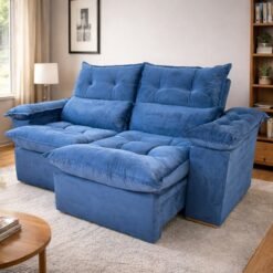 Sofá Retrátil e Reclinável Imperial 2,00 m Veludo Jolie Azul 07 - IMPERIAL DECOR