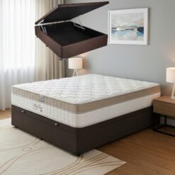 Colchão Casal King Best 28 cm D28 Molas Ensacadas + Base Baú Corino Marrom – ANJOS + ALTO NÍVEL