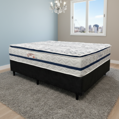 Colchão Casal Blue 32 cm HR33 Molas Ensacadas + Base Simples Corino Preto – PAROPAS + BIOSTAR