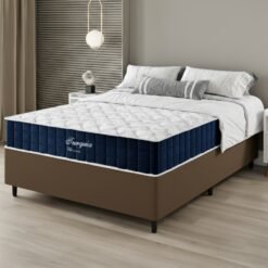 Colchão Casal Turquia 25 cm D28 Molas Ensacadas + Base Simples Corino Marrom – VIERO MÓVEIS + BIOSTAR