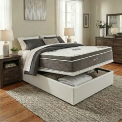 Colchão Casal Essential Pocket 30 cm D26 Molas Ensacadas + Base Baú Corino Branco – INOVAFLEX + BIOSTAR