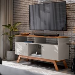 Rack ate 43" Amsterdã II Off White/Nature - TEBARROT DO BRASIL