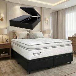 Colchão Queen New Freedom 32 cm D33 Molas Ensacadas + Base Baú Corino Preto – ORTOBOM + BIOSTAR