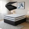 Colchão Casal Blue 32 cm H33 Molas Ensacadas + Base Baú Corino Preto – PAROPAS + ALTO NÍVEL