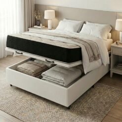 Colchão Casal Premium VX 32 cm D45 + Base Baú Corino Branco – ECOTEC + ALTO NÍVEL