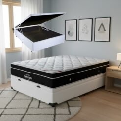 Colchão Casal Elegant Superpocket 28 cm D33 Molas Ensacadas + Base Baú Corino Branco – ORTOBOM + BIOSTAR