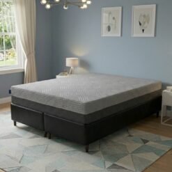 Colchão Queen Fit Visco 25 cm D28/D40 + Base Simples Corino Preto – UMAFLEX + BIOSTAR