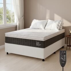 Colchão Casal Massageador Titan/Thor 34 cm D28 Molas Ensacadas + Base Box Simples Corino Branco – VIERO + BIOSTAR