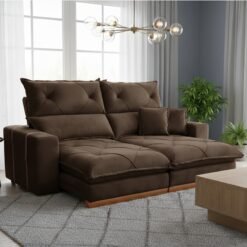 Sofá Retrátil e Reclinável Gran Bello Light 2,30 m Veludo Marrom - QUINE ESTOFADOS