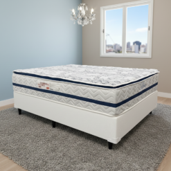 Colchão Casal Blue 32 cm HR33 Molas Ensacadas + Base Simples Corino Branco – PAROPAS + ALTO NÍVEL