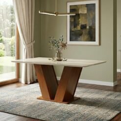 Mesa Classic 160 Cinamomo (Tampo Londres c/vidro) - CEL MÓVEIS