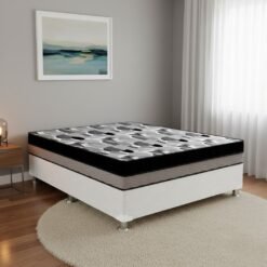 Colchão Casal ISO Dupla Face 20 cm D28/D33 + Base Simples Corino Branco – ORTOBOM + BIOSTAR