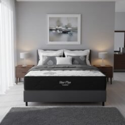 Colchão Casal Star Plus 25 cm D26 Molas Ensacadas + Base Simples Corino Preto – INOVAFLEX + ALTO NÍVEL
