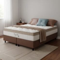 Colchão Queen King Best 28 cm D28 Molas Ensacadas + Base Simples Corino Marrom – ANJOS + BIOSTAR