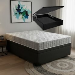 Colchão Casal Orthosono 18 cm D33 + Base Baú Corino Preto – ANJOS + BIOSTAR