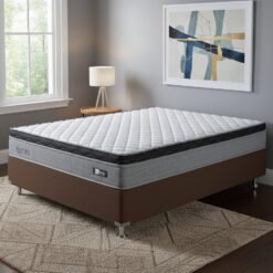 Colchão Casal Qatar 26 cm D28 Molas Ensacadas + Base Simples Corino Marrom – DESIGN + BIOSTAR
