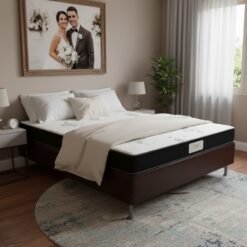 Colchão Casal Light 12 cm D20 + Base Simples Corino Marrom – ECOTEC + BIOSTAR