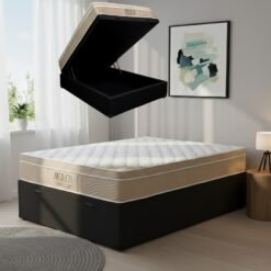 Colchão Casal Airtech Springpocket 25 cm D26 Molas Ensacadas + Base Baú Corino Preto – ORTOBOM + BIOSTAR