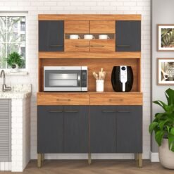 Kit Cozinha Laura K120 1,20 m Cinamomo/Grafite - FELLICCI