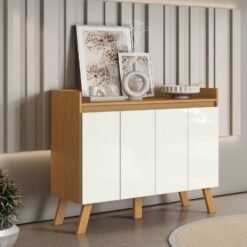 Aparador/Buffet 4 Portas Lis Cinamomo/Branco - ARAMÓVEIS