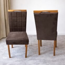 Kit 2 Cadeiras Las Vegas Veludo Marrom 17 - OURO DECOR