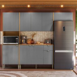 Cozinha Completa (com Balcão) Soul Freijó/Gris - KIT'S PARANÁ