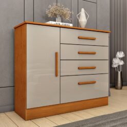 Cômoda 4 Gavetas com Sapateira Chicago/Berlim Cinamomo/Off White - TCIL