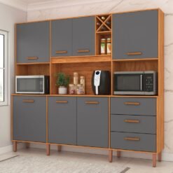 Kit Cozinha Modena CM730 2,18 m Cinamomo/Grafite - FELLICCI