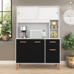 Kit Cozinha Pérola C212 1,20 m Branco/Preto - FELLICCI