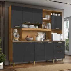 Kit Cozinha Mega 2,08 m Cinamomo/Grafite - ARAMÓVEIS