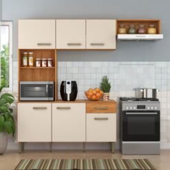 Cozinha Nina CN10 2,20 m Cinamomo/Off White - FELLICCI