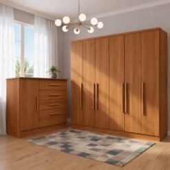 Guarda-Roupa 6 Portas Veneza/Padova + Cômoda Chicago/Berlim Cinamono - TCIL
