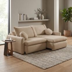 Sofá Cama Retrátil Lagoon 2,30 m Linho Bege - CONFORT LAR ESTOFADOS