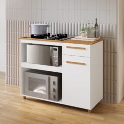 Balcão para Cooktop 5 Bocas Chicago Branco - KAIKI MÓVEIS