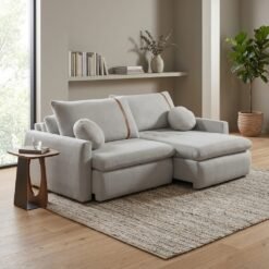 Sofá Cama Retrátil Lagoon 2,30 m Linho Cinza - CONFORT LAR ESTOFADOS