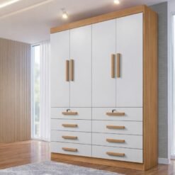 Guarda-Roupa 4 Portas Mônaco 1,60 m Cinamomo/Off White – D’DORO MÓVEIS