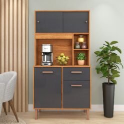 Kit Cozinha Dália C211 0,90 m Cinamomo/Grafite - FELLICCI