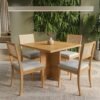 Mesa Pérola 90 Imbuia Mel (Tampo Viena s/vidro) com 4 Cadeiras Lola Linho Gelo A077A – CARVALHO DECOR + KAPPESBERG