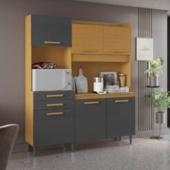 Kit Cozinha Selena 1,82 m Cinamomo/Grafite - ARAMÓVEIS