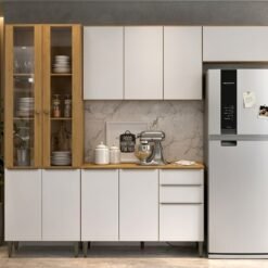 Cozinha Completa (4 Peças) Luana Cinamomo/Branco - ARAMÓVEIS