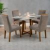 Mesa Pedro 120 Mel/Off White com 4 Cadeiras Gênova Veludo Bege Capuccino – ART ASSENTOS