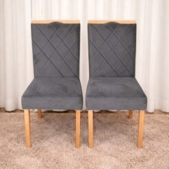 Kit 2 Cadeiras Califórnia Veludo Cinza Grafite 102 – WM DECOR