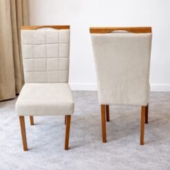 Kit 2 Cadeiras Las Vegas Veludo Bege 01 - OURO DECOR