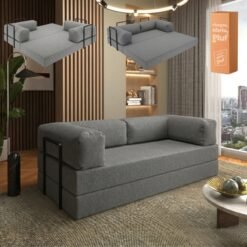 Sofá Cama Light 1,80 m (Expansível) Bouclé Cinza Grafite 10 – PLUFF SOFÁ NA CAIXA