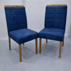 Kit 2 Cadeiras Quartzo/Safira Veludo Azul - KM DECOR
